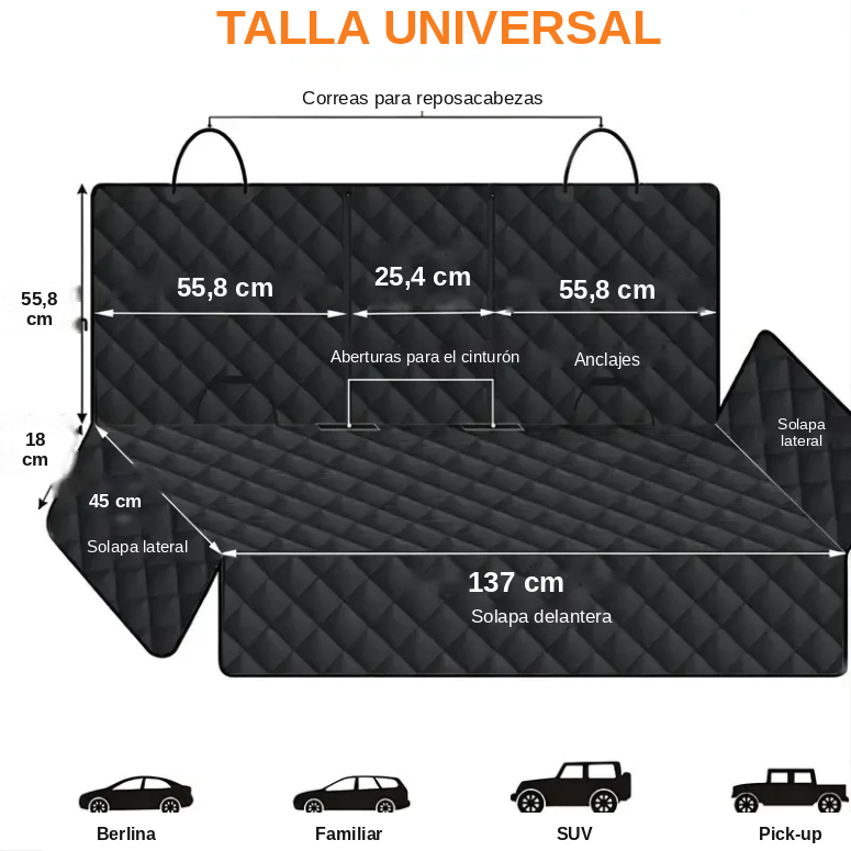 Hamaca Protectora de Maletero y Asiento Trasero Impermeable para Perros
