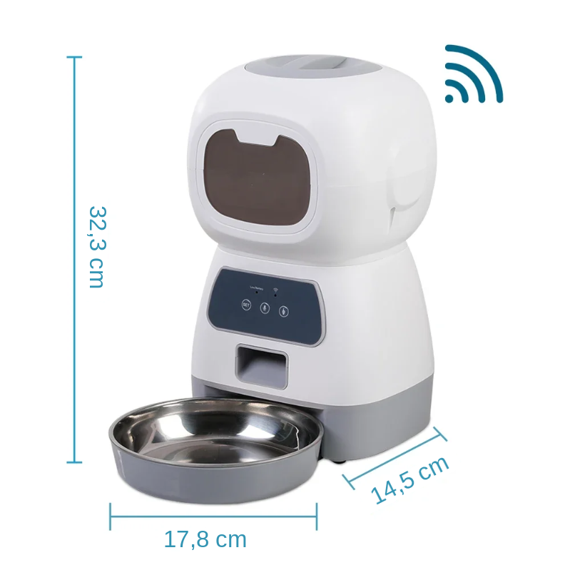 Comedero Automático 3.5L WiFi con Grabadora de Voz para Perros y Gatos