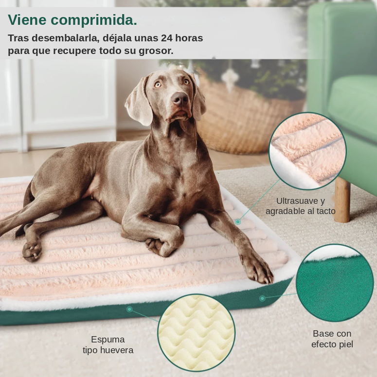 Cama Ortopédica Extra Acolchada Rectangular para Perros y Gatos