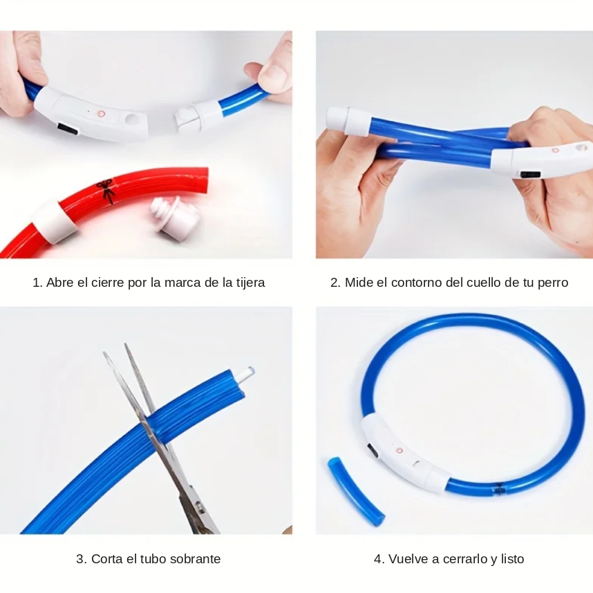 Collar LED Luminoso Recargable USB Antipérdida para Perros