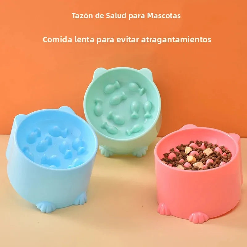 Comedero Lento Antiatragantamiento para Perros y Gatos, con Soporte para el Cuello