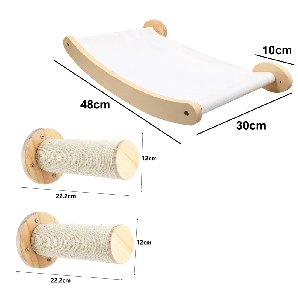 Estantes de Pared Escalables para Gatos con Rampa y Escalera de Cuerda