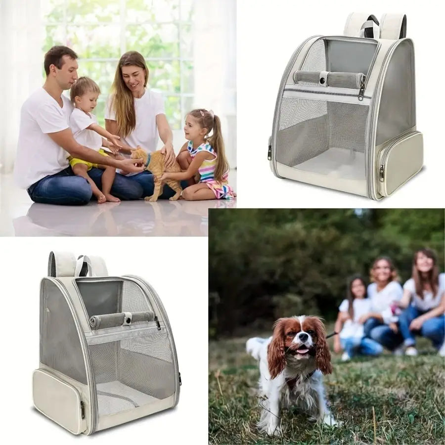 Mochila Transportadora de Malla Transpirable para Gatos y Perros Pequeños