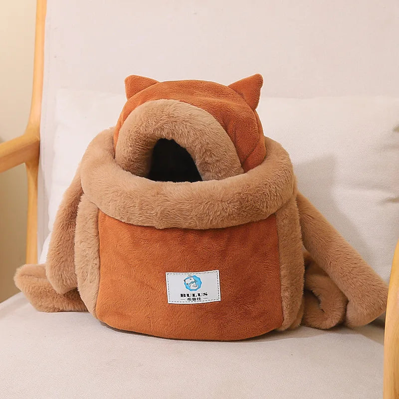 Bolsa Transportadora de Peluche con Orejas para Gatos y Perros Pequeños, para Llevar Delante