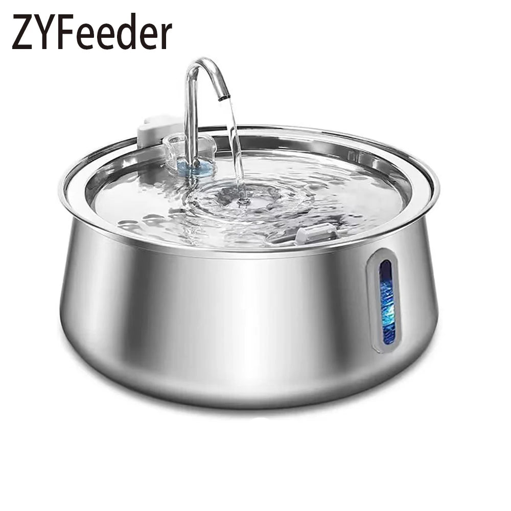 Fuente de Agua Acero Inoxidable 4L con Filtración Multicapa para Gatos y Perros