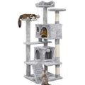 Casa Rascador Grande para Gatos con 2 Casetas y Postes Rascadores