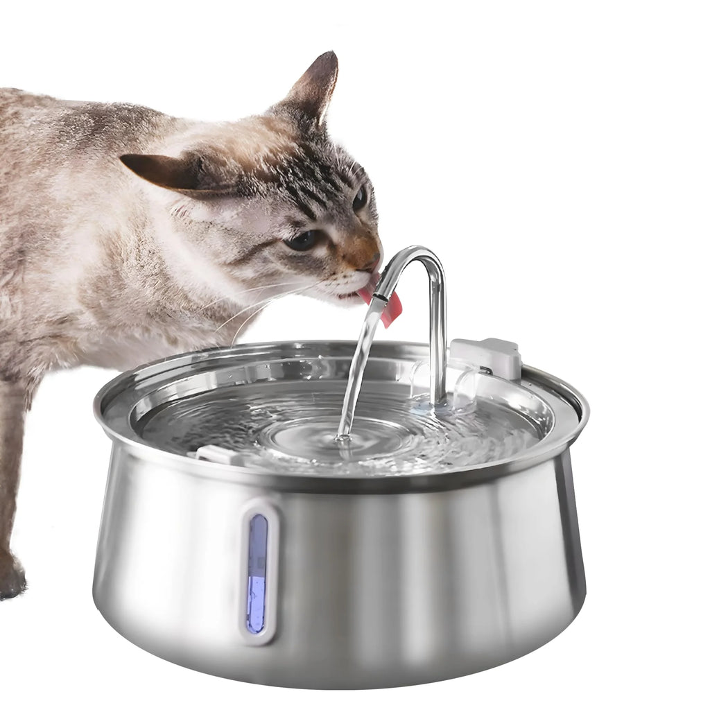 Fuente de Agua Acero Inoxidable 4L con Filtración Multicapa para Gatos y Perros