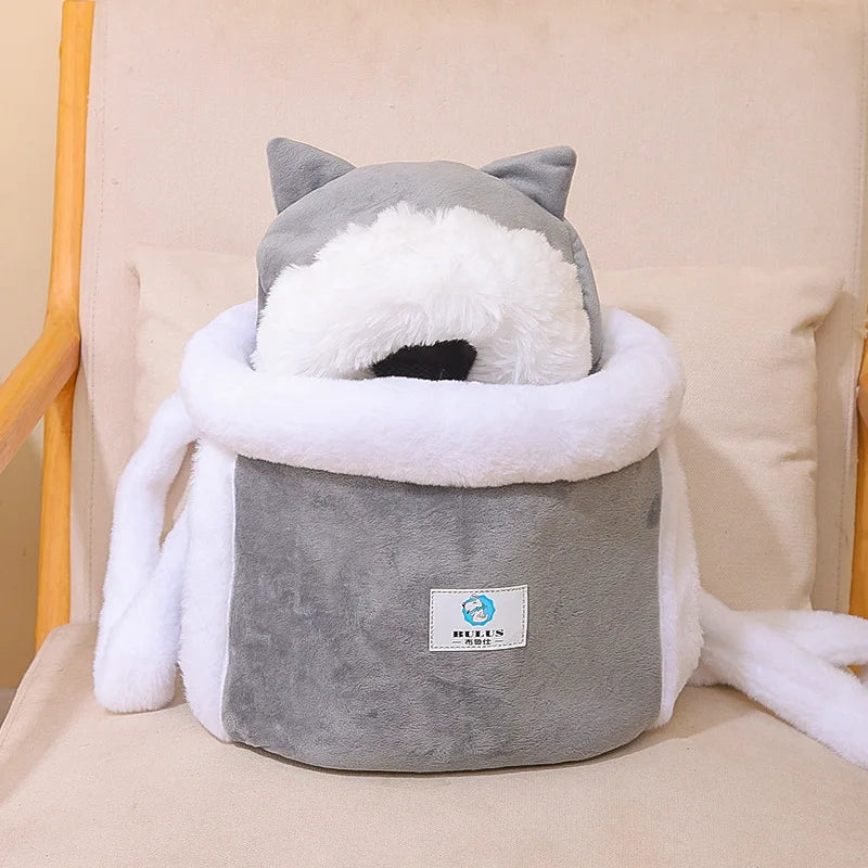 Bolsa Transportadora de Peluche con Orejas para Gatos y Perros Pequeños, para Llevar Delante