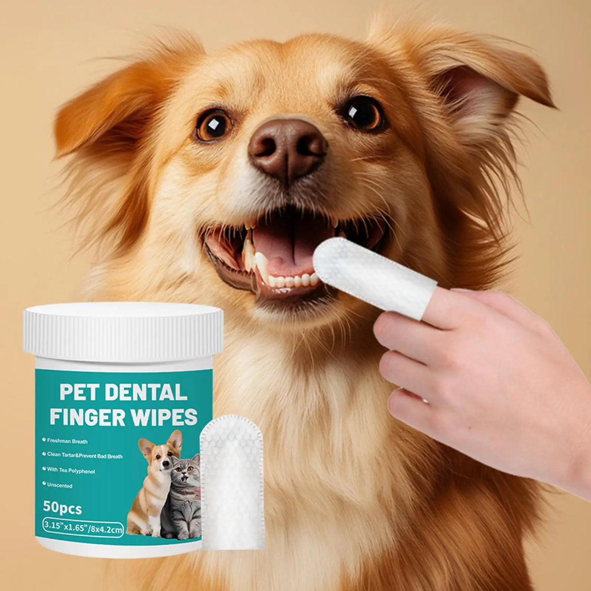 Toallitas Dentales Desechables para Perros y Gatos (50 uds)