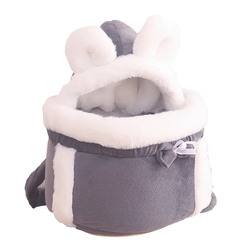 Bolsa Transportadora de Peluche con Orejas para Gatos y Perros Pequeños, para Llevar Delante