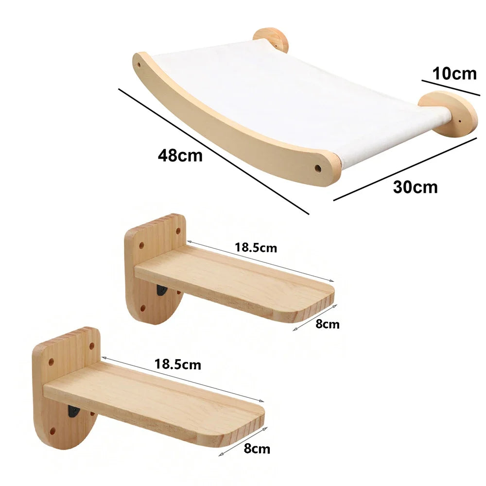 Estantes de Pared Escalables para Gatos con Rampa y Escalera de Cuerda