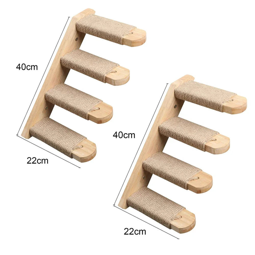 Estantes de Pared Escalables para Gatos con Rampa y Escalera de Cuerda