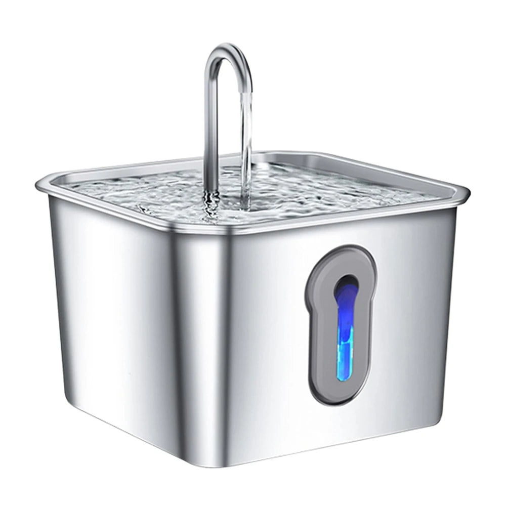 Fuente de Agua Acero Inoxidable 4L Ultra Silenciosa para Gatos y Perros