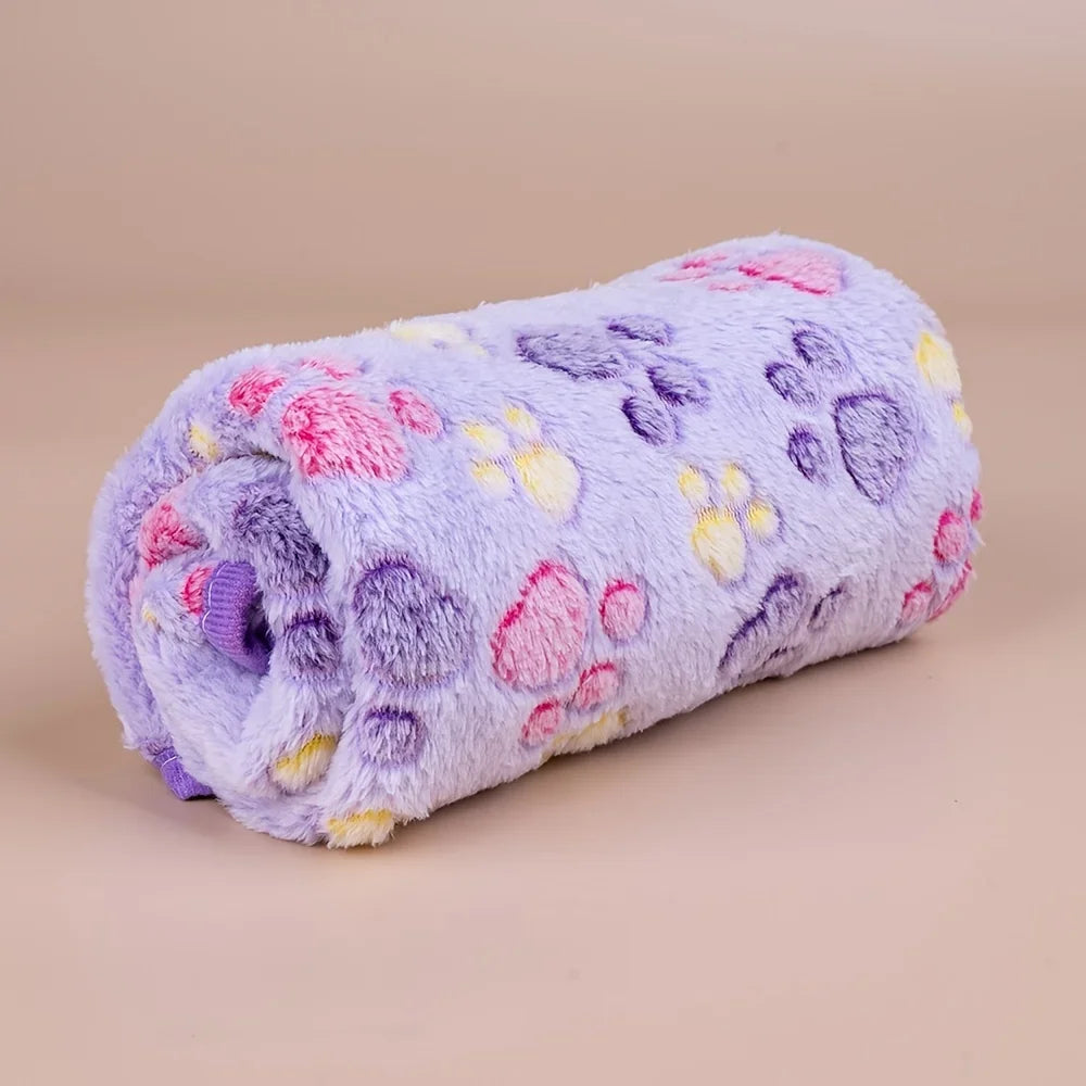 Manta Polar Suave con Estampado de Huellas para Perros y Gatos
