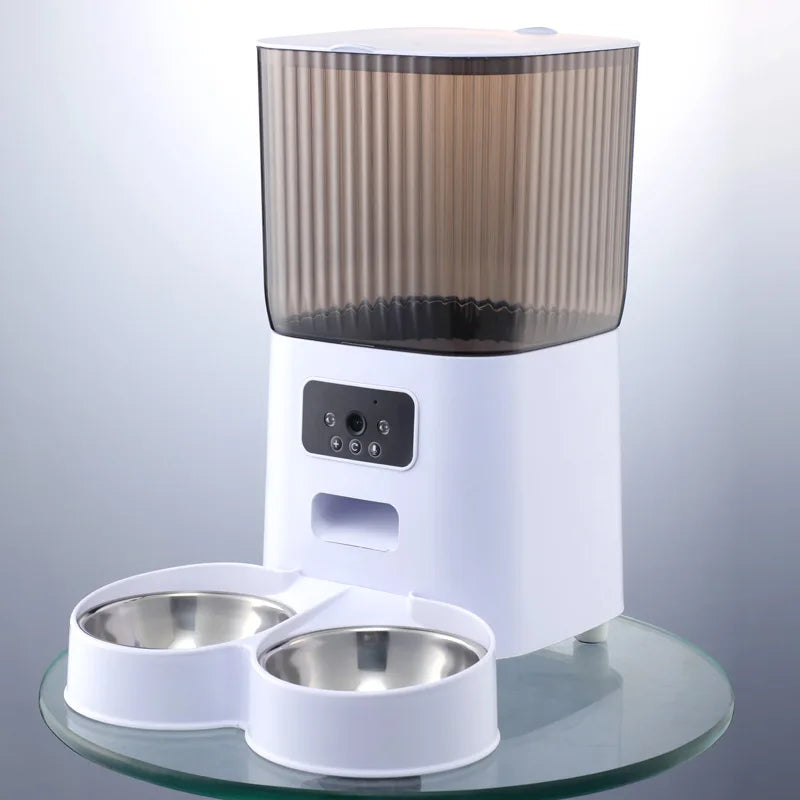 Comedero Automático 5L con Cámara HD WiFi y Bol de Acero Inoxidable para Perros y Gatos