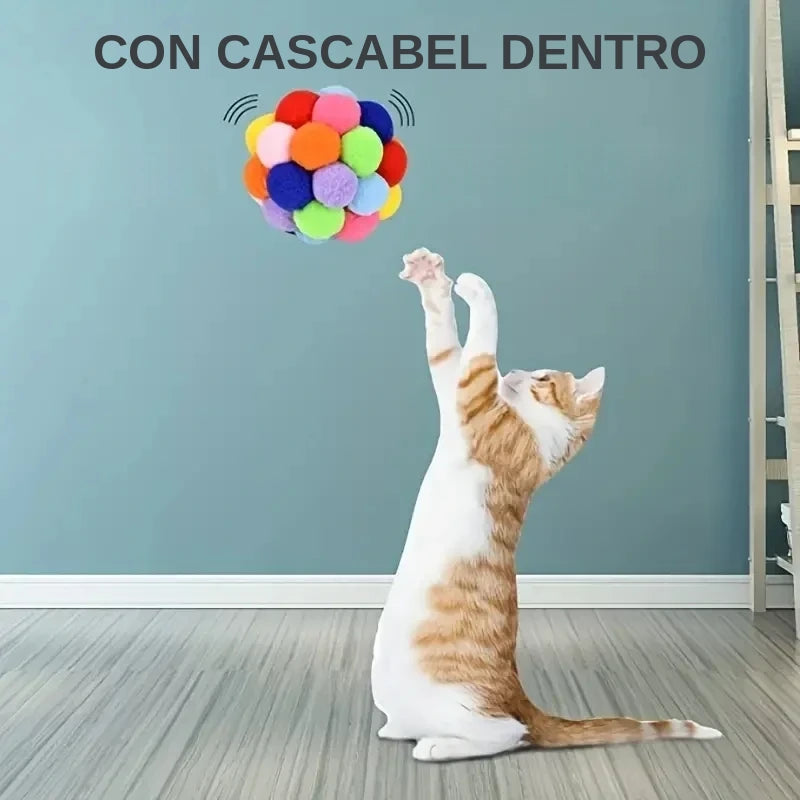 Set de Bolas de Lana con Cascabel para Gatos