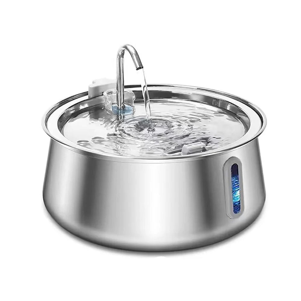 Fuente de Agua Acero Inoxidable 4L con Filtración Multicapa para Gatos y Perros
