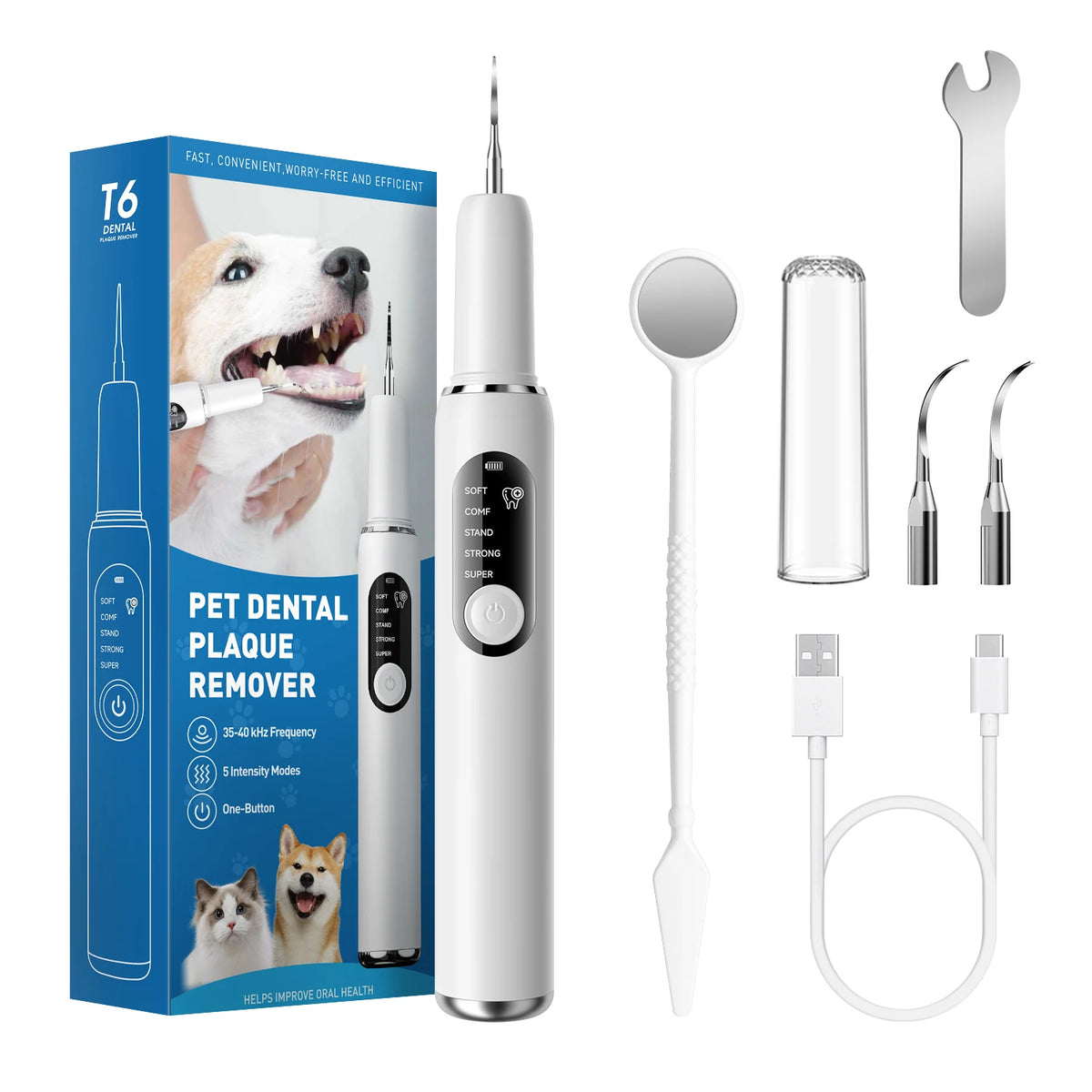 Escalador Dental Ultrasónico 5 Modos con Luz UV para Perros y Gatos