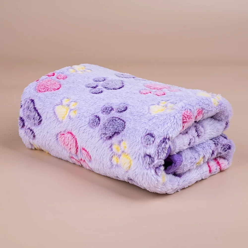 Manta Polar Suave con Estampado de Huellas para Perros y Gatos
