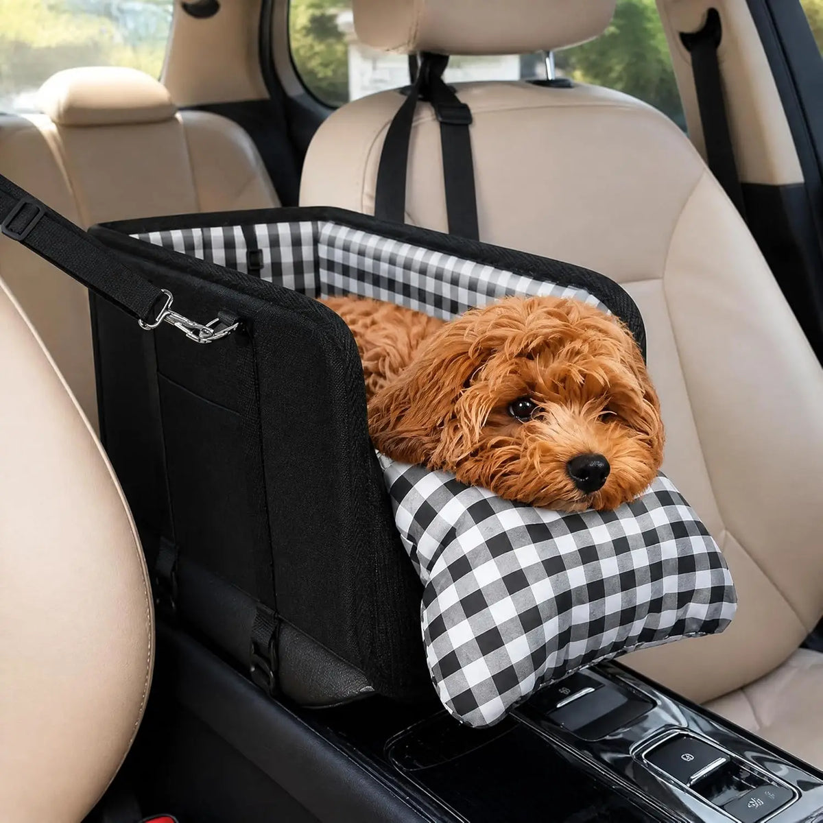 Asiento Elevador para Consola Central de Coche con Correa de Seguridad para Perros
