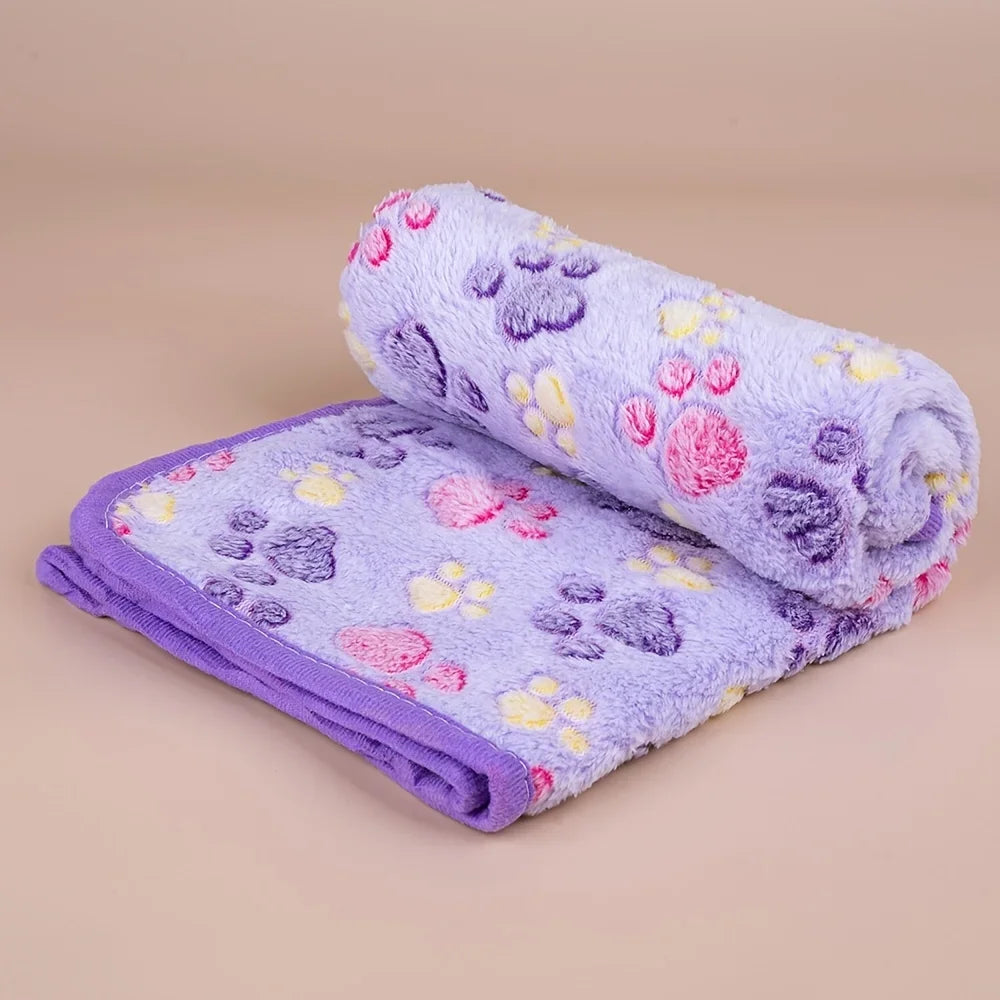 Manta Polar Suave con Estampado de Huellas para Perros y Gatos