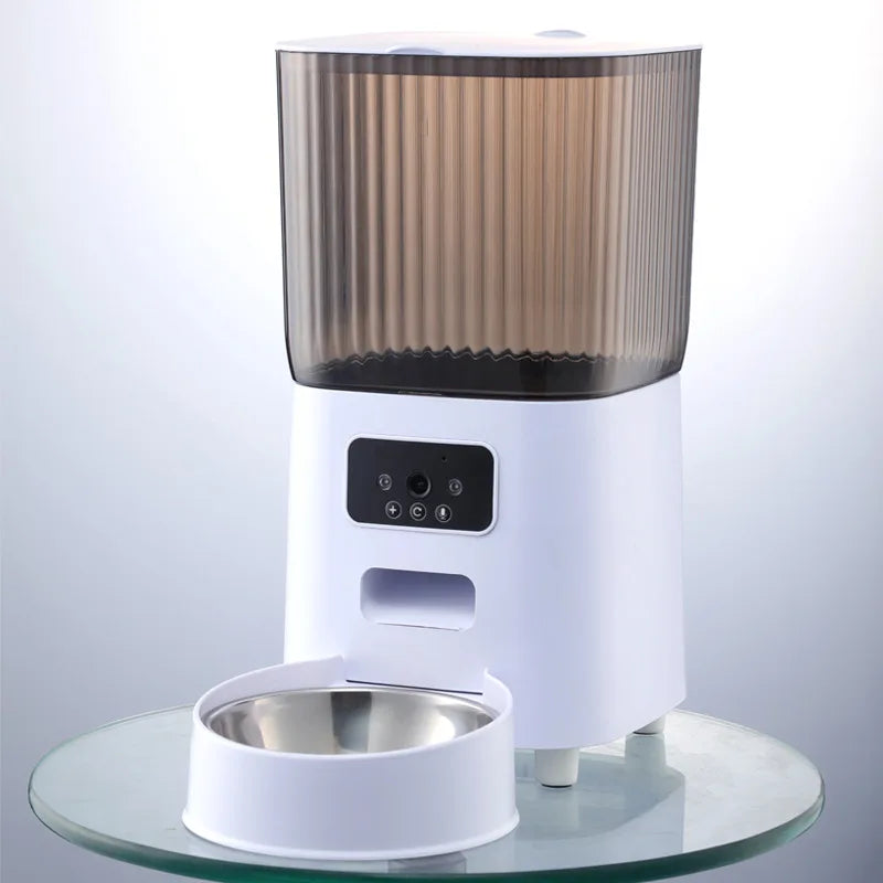 Comedero Automático 5L con Cámara HD WiFi y Bol de Acero Inoxidable para Perros y Gatos