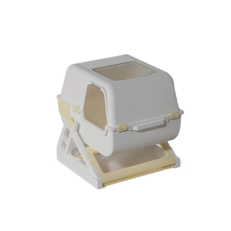 Arenero Autolimpiable Semiautomático Extra Grande Antisalpicaduras para Gatos