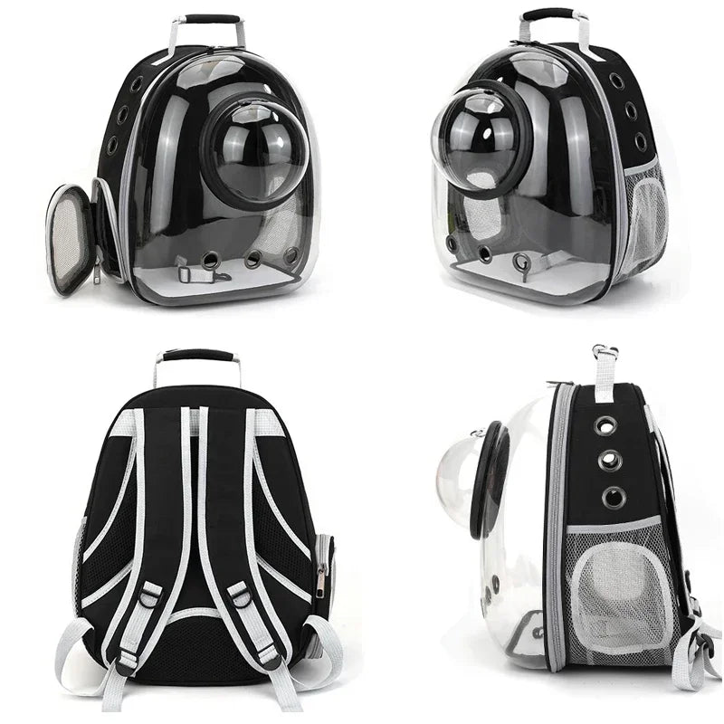 Mochila Transportadora Cápsula Transparente con Ventana de Burbuja para Gatos