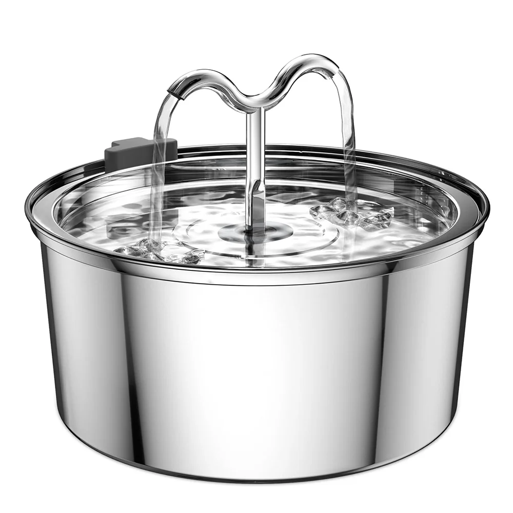 Fuente de Agua Acero Inoxidable 3L Silenciosa para Gatos y Perros