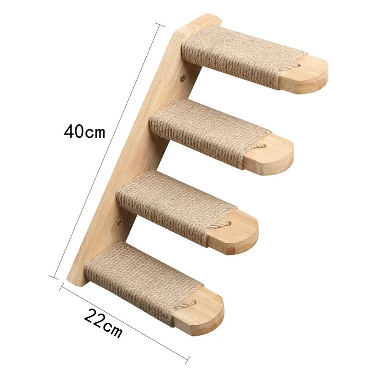 Estantes de Pared Escalables para Gatos con Rampa y Escalera de Cuerda