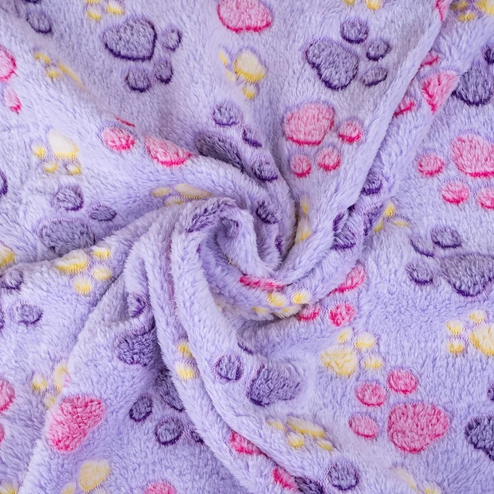 Manta Polar Suave con Estampado de Huellas para Perros y Gatos