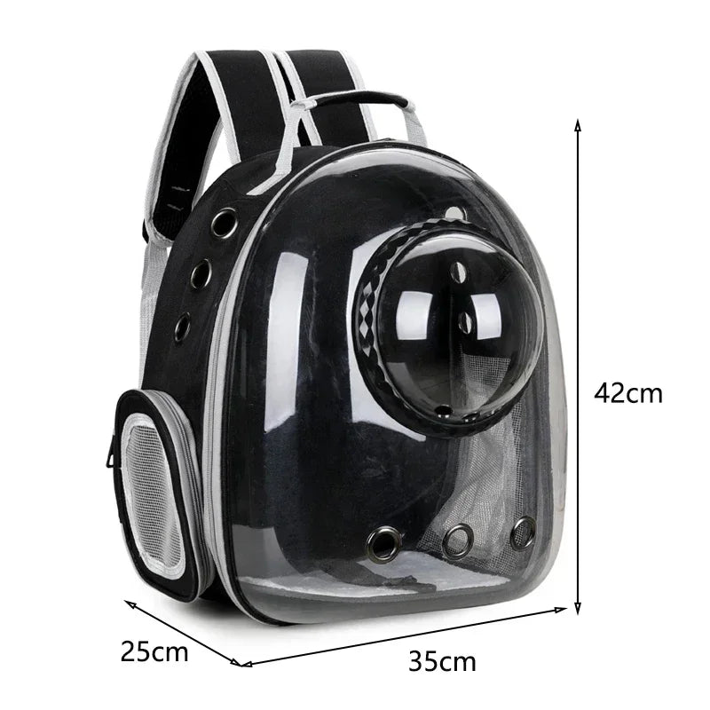 Mochila Transportadora Cápsula Transparente con Ventana de Burbuja para Gatos