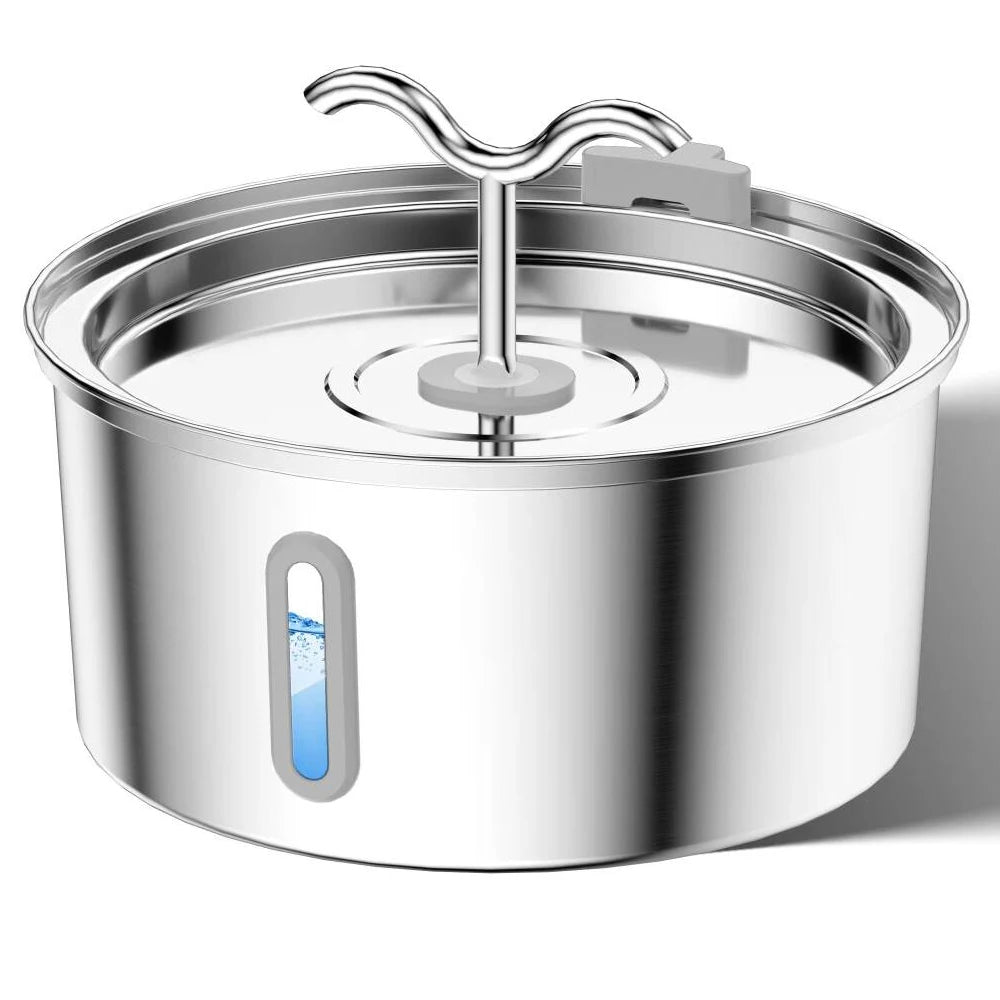 Fuente de Agua Acero Inoxidable 3L Silenciosa para Gatos y Perros