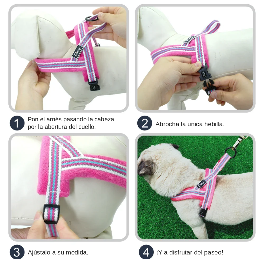 Arnés Acolchado Antitirones Reflectante para Perros