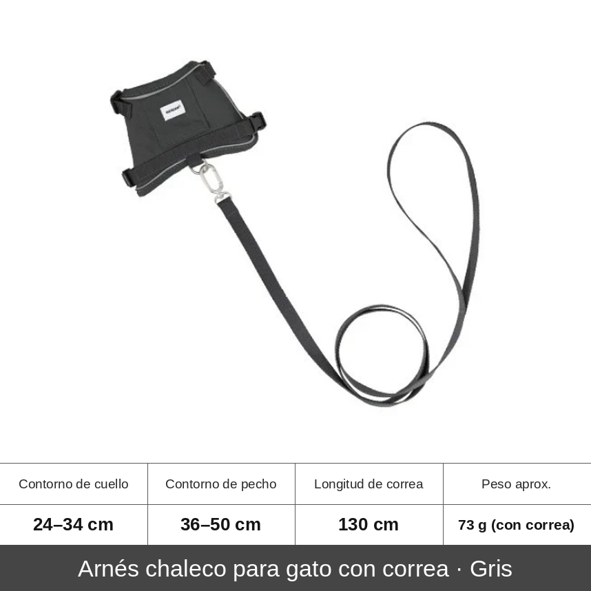 Arnés Antifugas con Bolsillo GPS Reflectante y Correa de 130cm para Gatos