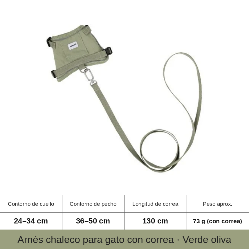 Arnés Antifugas con Bolsillo GPS Reflectante y Correa de 130cm para Gatos