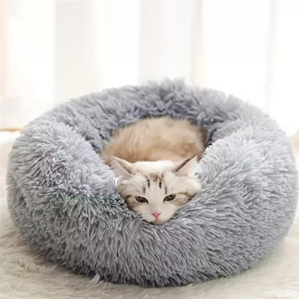 Cama Donut Calmante de Peluche Suave para Perros y Gatos