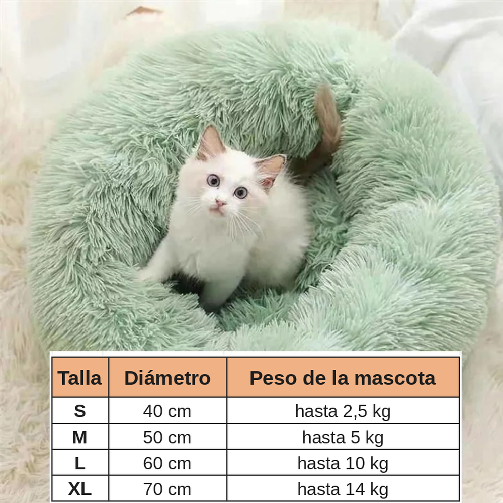Cama Donut Calmante de Peluche Suave para Perros y Gatos