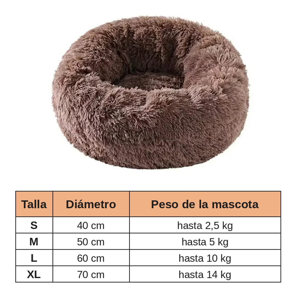 Cama Donut Calmante de Peluche Suave para Perros y Gatos