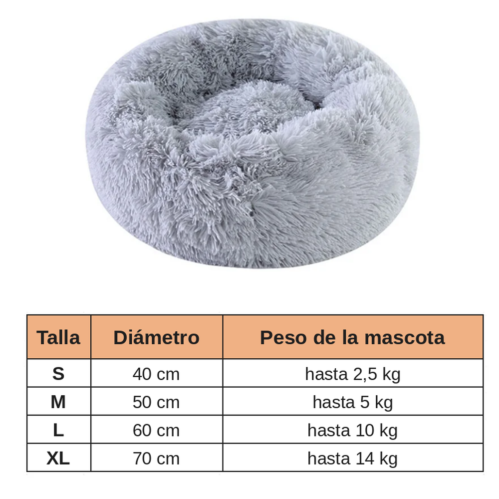 Cama Donut Calmante de Peluche Suave para Perros y Gatos