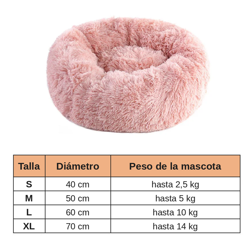 Cama Donut Calmante de Peluche Suave para Perros y Gatos
