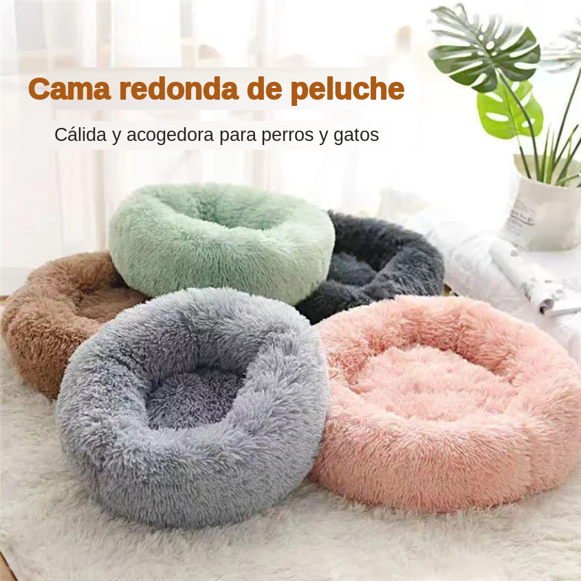 Cama Donut de Peluche Calmante Premium para Perros y Gatos