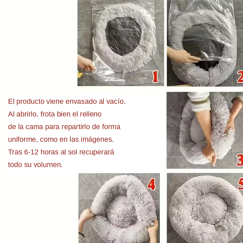 Cama Donut de Peluche Calmante Premium para Perros y Gatos