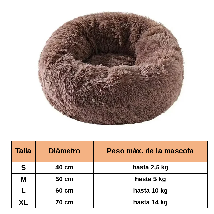 Cama Donut de Peluche Calmante Premium para Perros y Gatos