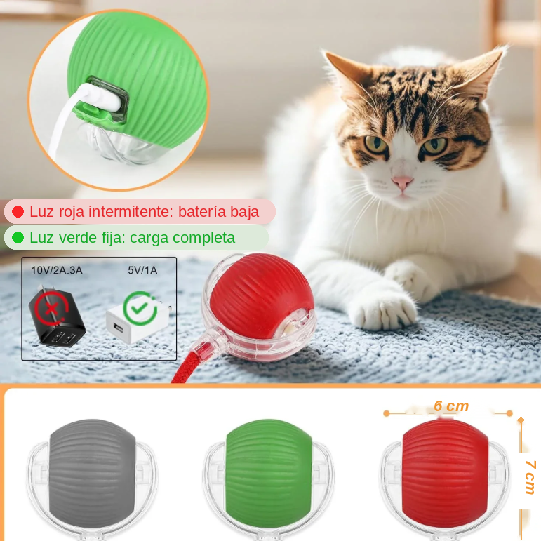 Bola Interactiva con Cola Falsa Recargable para Gatos