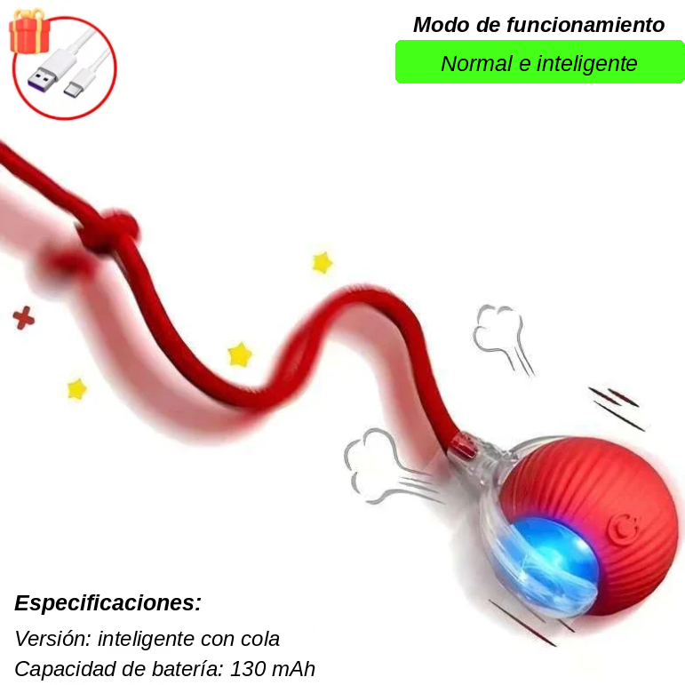 Bola Interactiva con Cola Falsa Recargable para Gatos