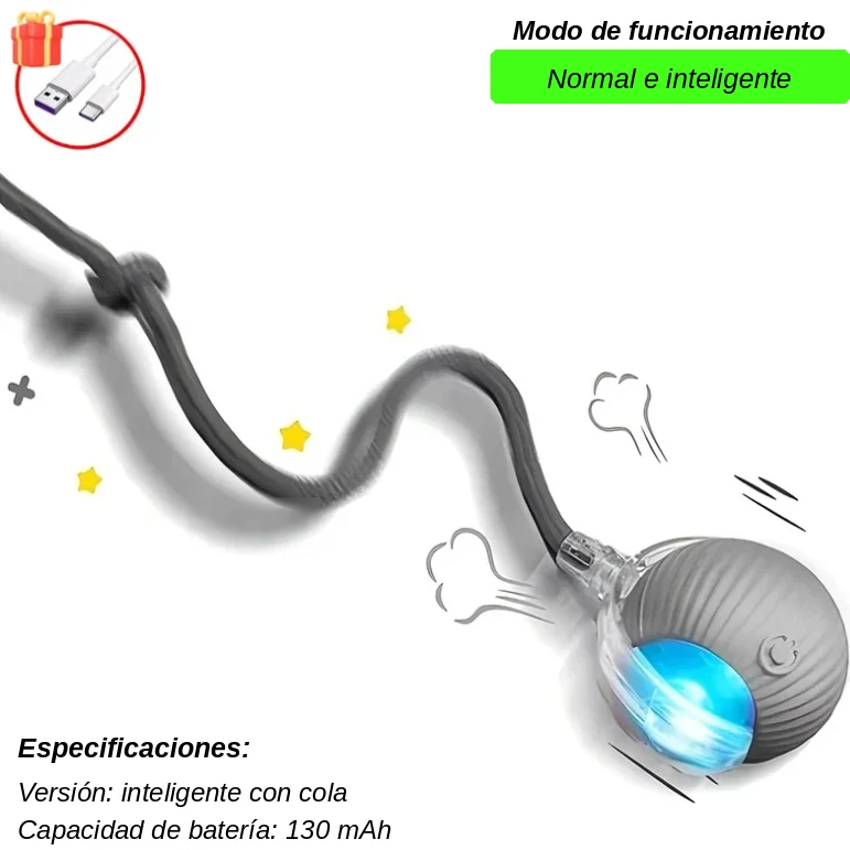 Bola Interactiva con Cola Falsa Recargable para Gatos