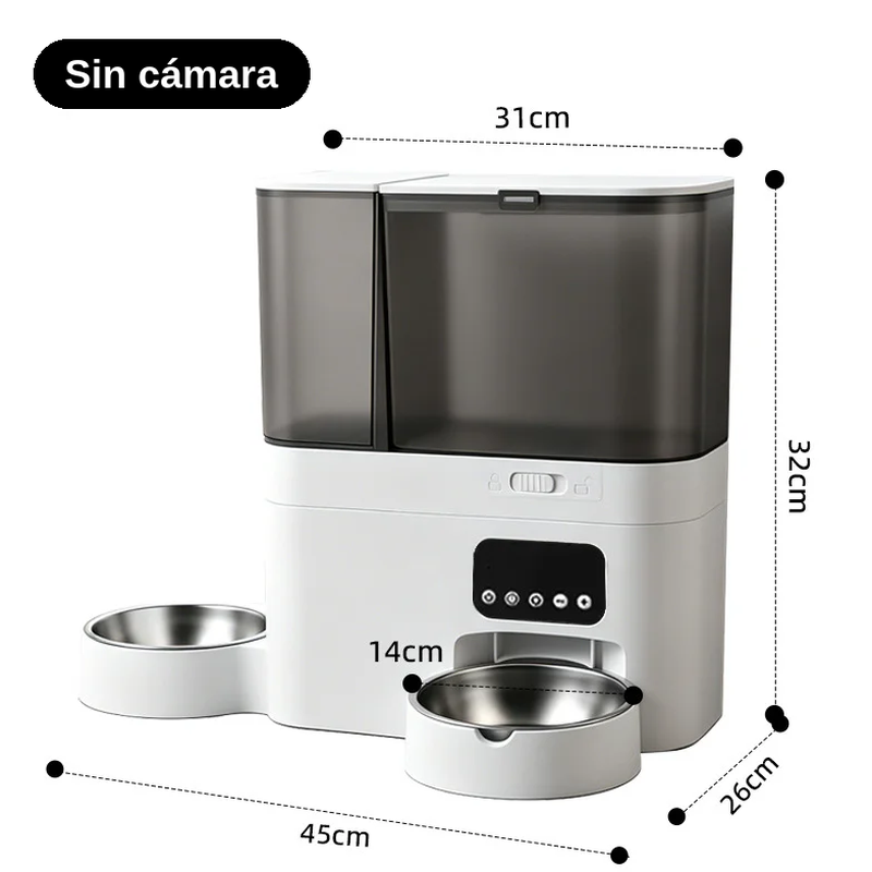Comedero y Fuente de Agua 2 en 1 con Cámara WiFi Doble Banda para Perros y Gatos