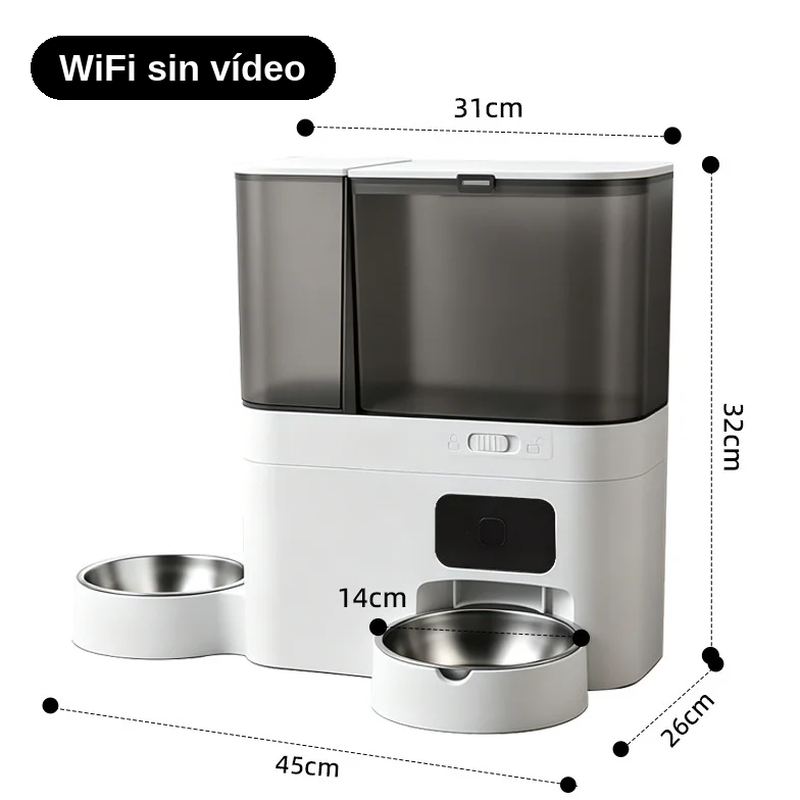 Comedero y Fuente de Agua 2 en 1 con Cámara WiFi Doble Banda para Perros y Gatos