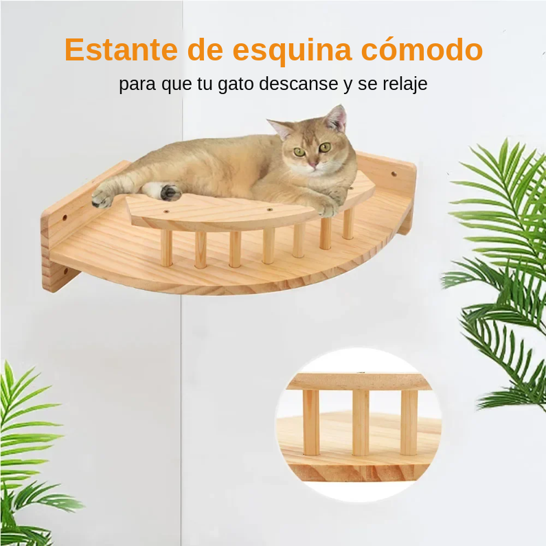 Estantes de Pared Escalables para Gatos con Rampa y Escalera de Cuerda